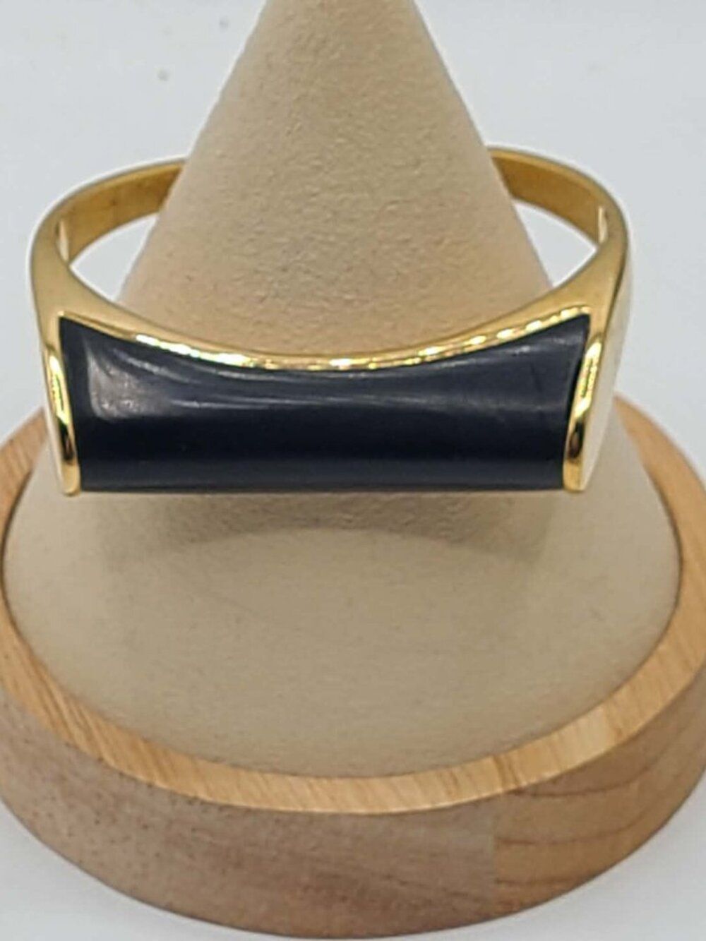 J Crew Small Gold Tone Black Cuff Bracelet